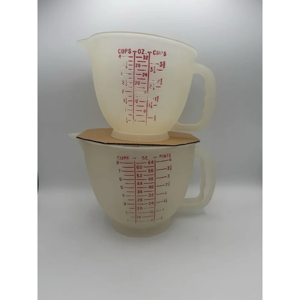 Lot Of 2 Vintage Tupperware Mix 'N Store Measuring Cups 32/64oz 1288-5‎ & 500-7